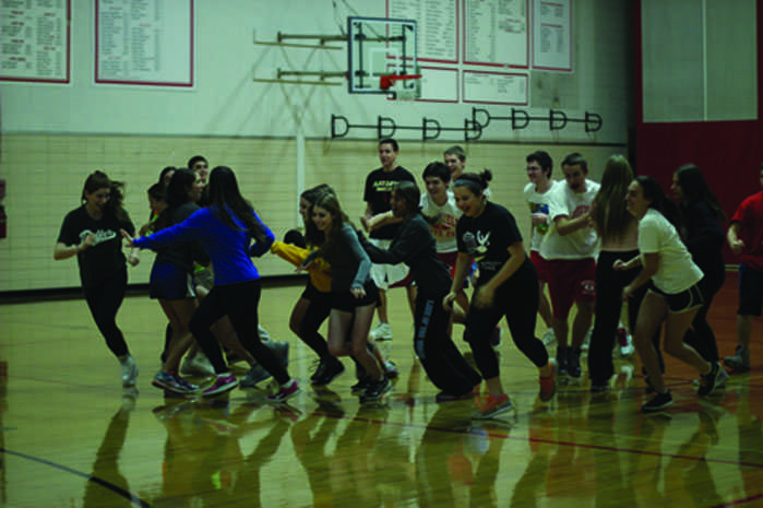 Tag, You’re it: All P.E. leaders-in-training learn about the positive effects of cardiovascular endurance. Every day before the start of activities, they go through a warm-up to properly prepare themselves. Past warm-ups
include duck, duck, goose; freeze tag; or drip, drip, drop. 