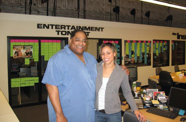 LIGHTS, CAMERA, ACTION: Jiggetts and her father, Dan Jiggetts, at her first production job at Entertainment Tonight. During her time at Entertainment Tonight, Jiggetts worked from 4:30 am to 2:00 pm and then attended grad school in the evening.