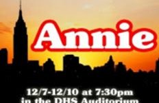 An advertisement for Deerfield High Schools production of Annie.